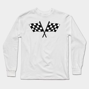 Checkered Black and White Racing Flags Long Sleeve T-Shirt